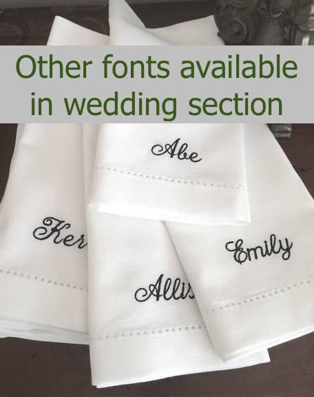 Place Cards Wedding Name Napkins, Set of 4 Names Cloth napkins, Fiona - White Tulip Embroidery
