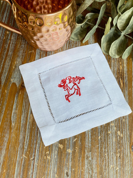 Bug embroidered cocktail napkins, set of 6