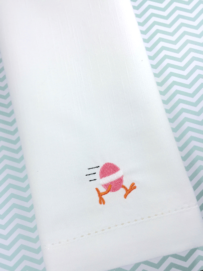 Running Easter Egg Cloth Napkins - Set of 4 napkins - White Tulip Embroidery