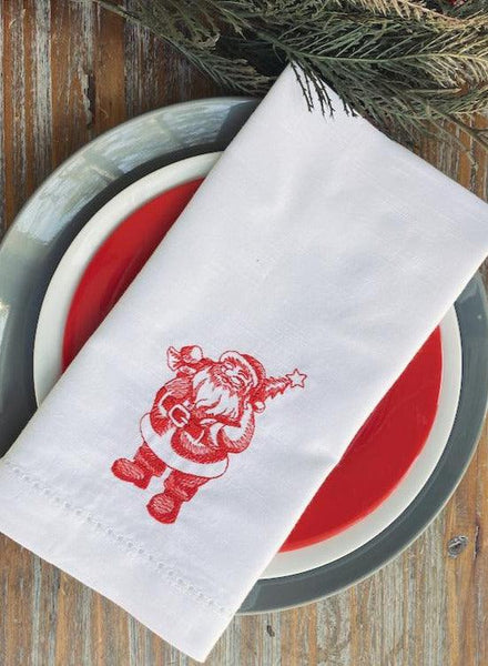 Red & White Embroidered Santa Claus 6-Piece Washcloth Set