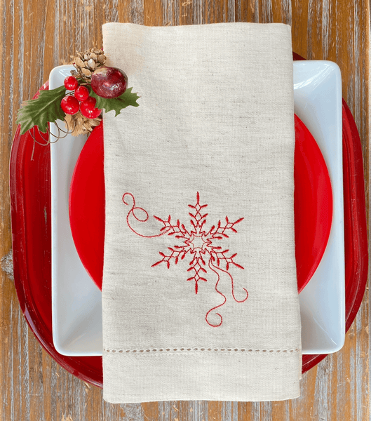 Snowflake Cloth Napkins - Set of 4 napkins – White Tulip Embroidery