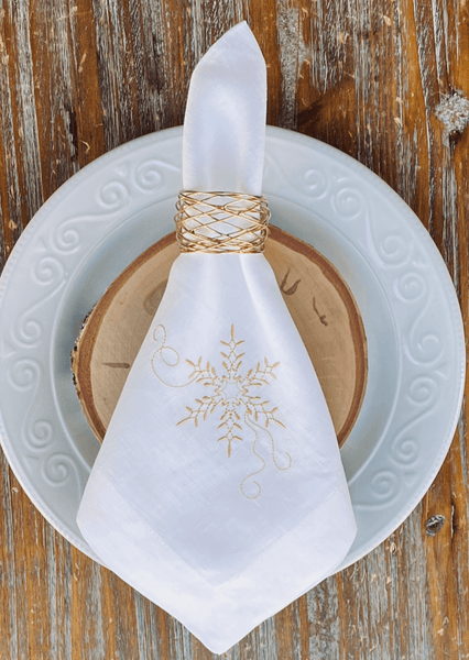 Snowflake Cloth Napkins - Set of 4 napkins