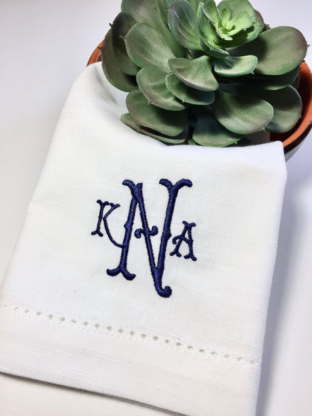 Verona Monogrammed Embroidered Cloth Napkins – White Tulip Embroidery